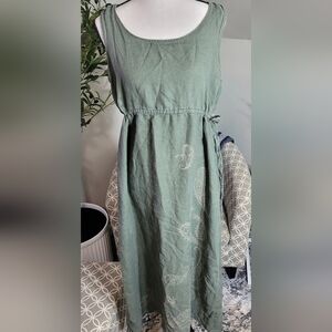 John Paul Richard Womens Army Green 100% Linen Maxi Dress Size M